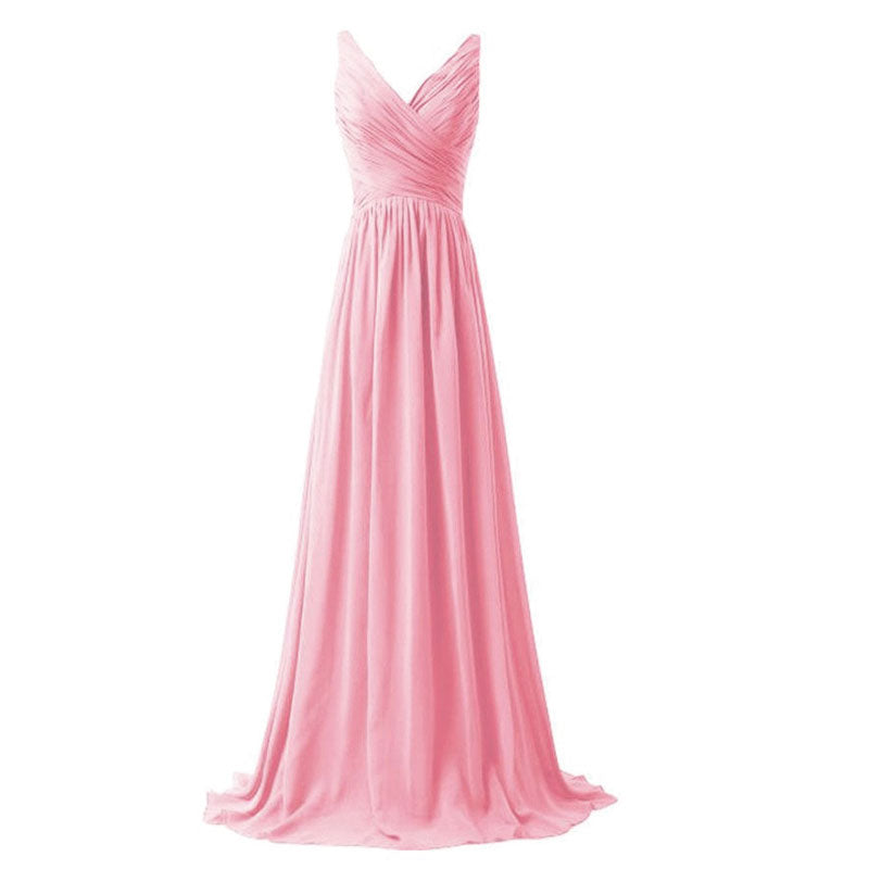 [Special Color] Sleeveless V-neckline Chiffon Bridesmaid Dress-Flori
