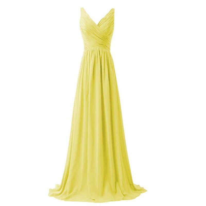 [Special Color] Sleeveless V-neckline Chiffon Bridesmaid Dress-Flori