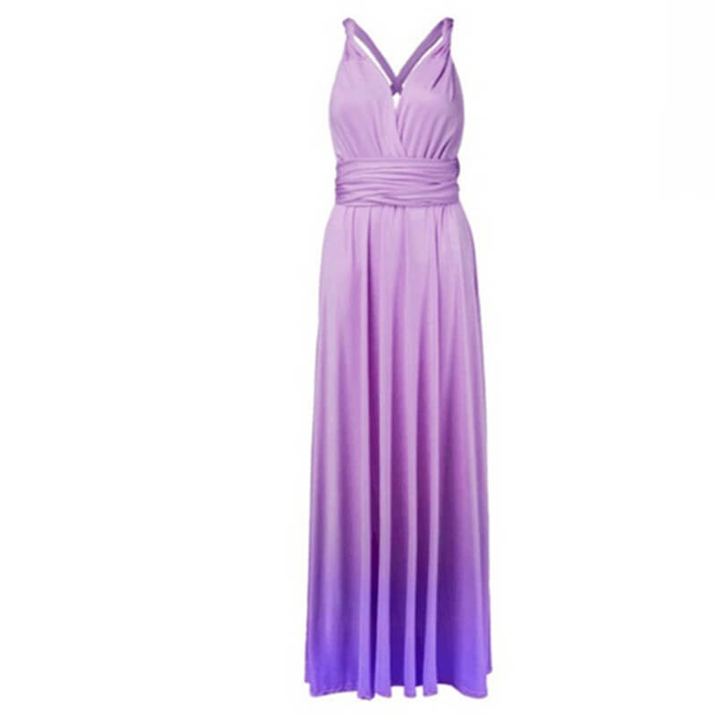 Women's Gradient Purple Infinity Wrap Multi Ways Convertible Boho Maxi Bridesmaid Dress
