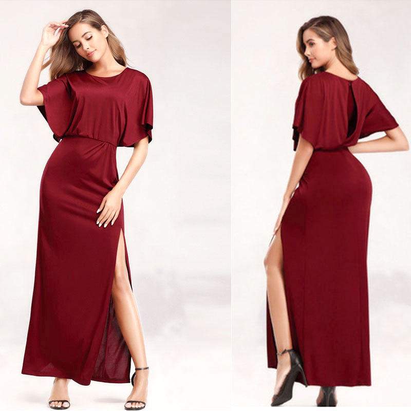 [Final Sale] Plus Size Stretchy Wine Burgundy Dress