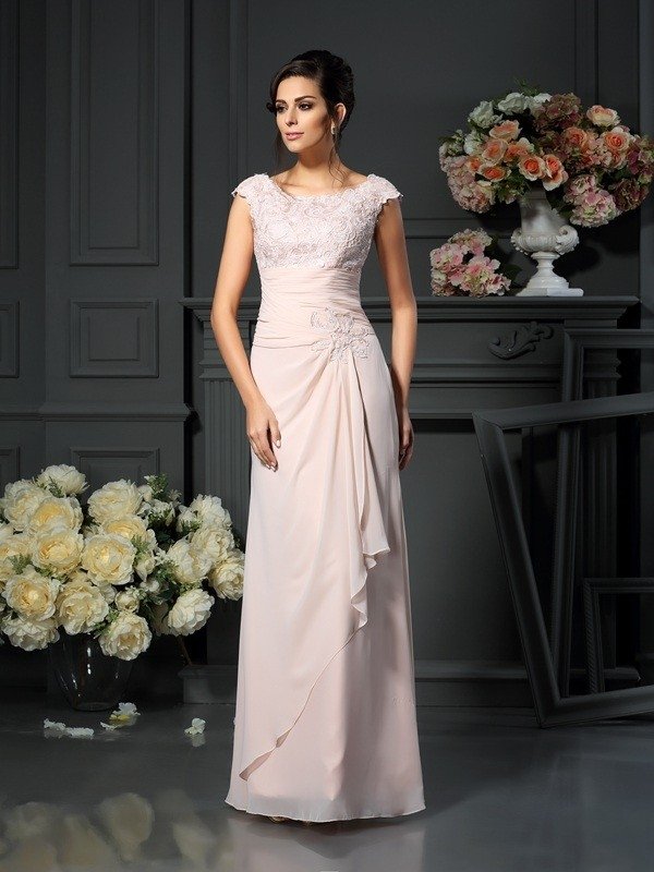A-Line/Princess Scoop Lace Sleeveless Long Chiffon Mother of the Bride Dresses