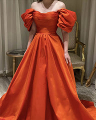 Off Shoulder Ruched Satin Ball Gown
