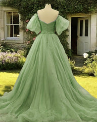 Removable Sleeve Ball Gown Sage Dress