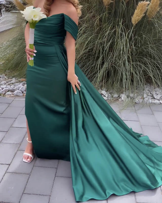 Emerald Mermaid Off The Shoulder Dress