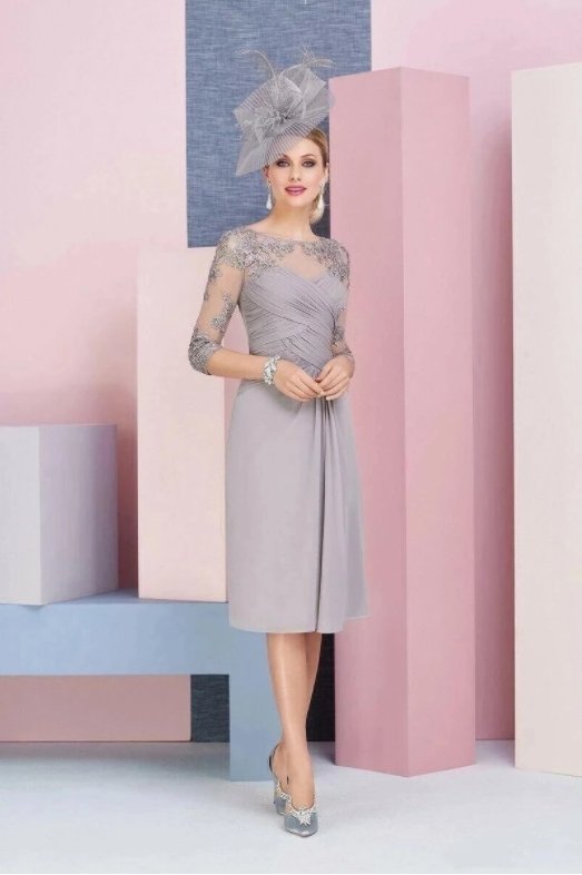 With Jacket Mother Of The Bride Dresses Sheath Knee Length Chiffon Appliques Plus Size Short Groom Mother Dresses For Wedding
