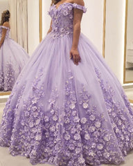 3D Lace Flowers Off The Shoulder Dress