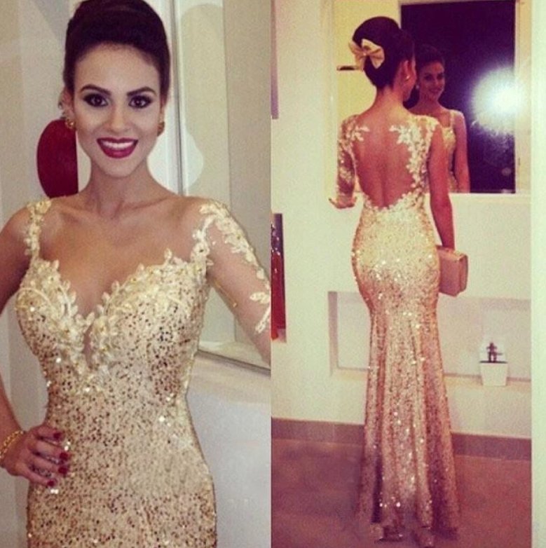 Gold Robe De Soiree Mermaid One-shoulder Sequins Sparkle Beaded See Through Long Prom Dresses Prom Gown Evening Dresses