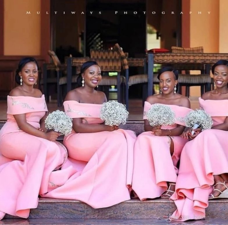 South African Bridesmaid Dresses For Women Mermaid Off The Shoulder Pink Long Cheap Under 50 Wedding Party Dresses
