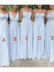 A-Line Bridesmaid Dress V Neck Sleeveless Sexy Floor Length Chiffon with Ruching / Solid Color