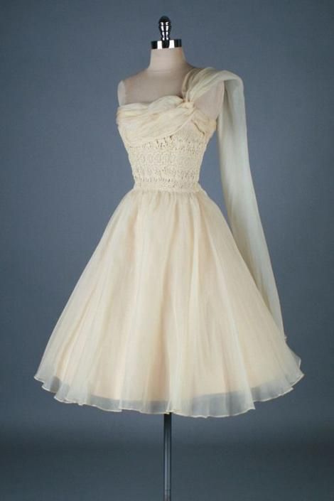 Vintage One Shoulder Organza Homecoming Dress    cg22135
