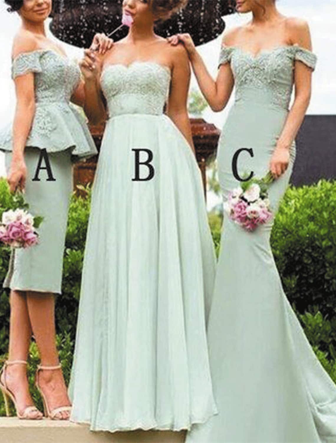 A-Line / Mermaid / Trumpet / Sheath / Column Bridesmaid Dress Off Shoulder Sleeveless Sexy Floor Length Chiffon / Lace with Lace / Appliques