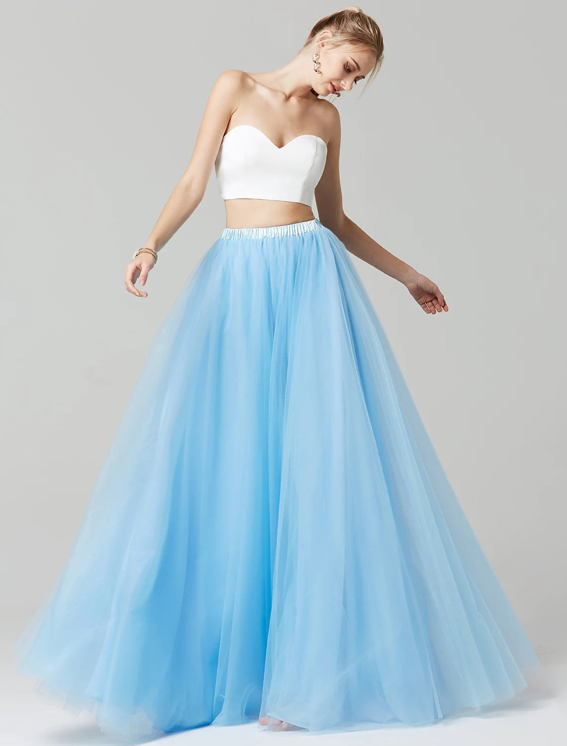 A-Line Bridesmaid Dress Seperates Floor Length Tulle with
