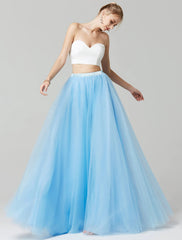 A-Line Bridesmaid Dress Seperates Floor Length Tulle with