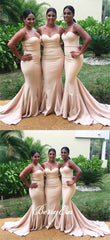 Spaghetti Long Mermaid Jersey Bridesmaid Dresses