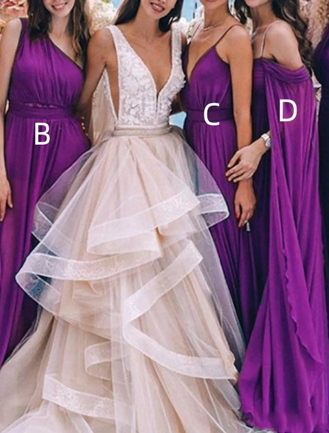 A-Line Bridesmaid Dress One Shoulder / V Neck Sleeveless Elegant Sweep / Brush Train Chiffon with Split Front / Solid Color