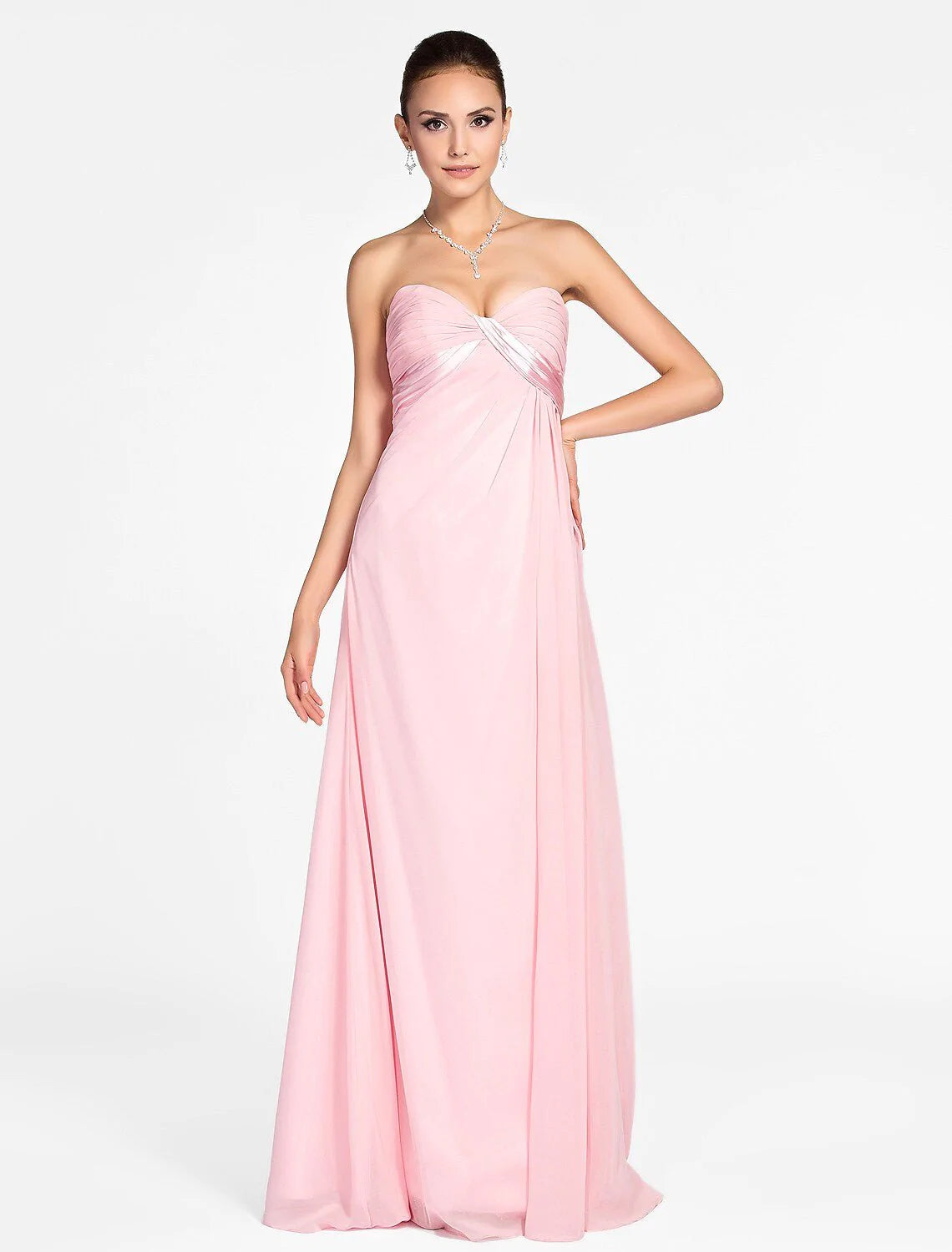 Princess / A-Line Bridesmaid Dress Sweetheart Neckline / Strapless Sleeveless Open Back Floor Length Chiffon with Criss Cross / Draping / Side Draping