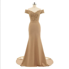 Golden Beaded Mermaid Bridesmaid Dresses Party Gowns