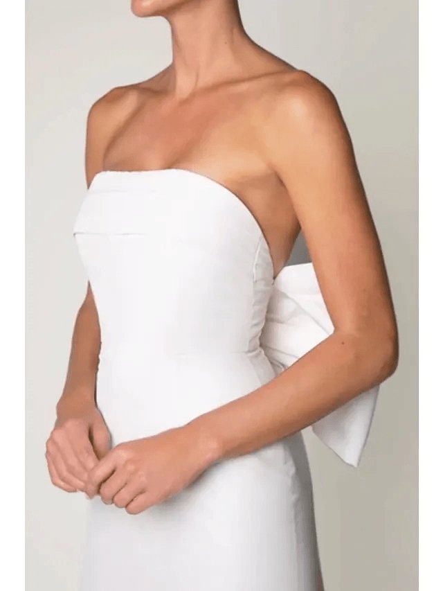 Sheath / Column Beautiful Back Sexy Engagement Cocktail Party Dress Strapless Sleeveless Tea Length Satin with Bow(s)