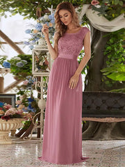 Sheath / Column Bridesmaid Dress Jewel Neck Sleeveless Elegant Floor Length Chiffon with Embroidery