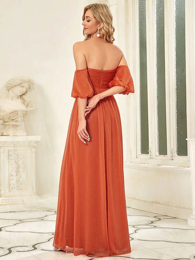 Sheath / Column Bridesmaid Dress Sweetheart Neckline Short Sleeve Elegant Floor Length Chiffon with Draping / Solid Color