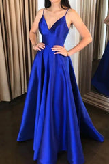 Two Pieces Lace Royal Blue Long Prom Dresses, Royal Blue Lace Formal Dresses, Two Pieces Lace Evening Dresses