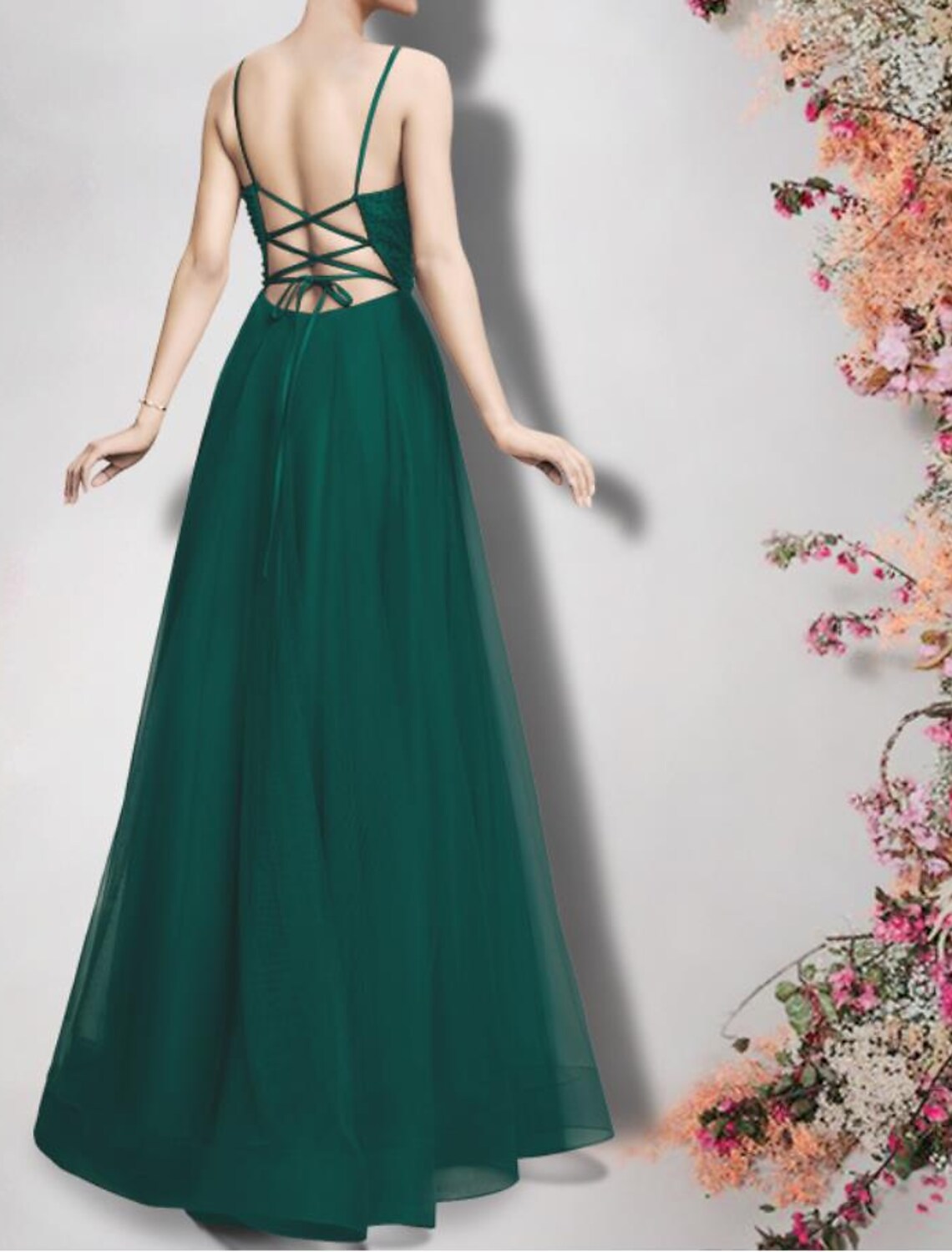A-Line Bridesmaid Dress Spaghetti Strap Sleeveless Sexy Floor Length Satin / Tulle with Beading / Split Front